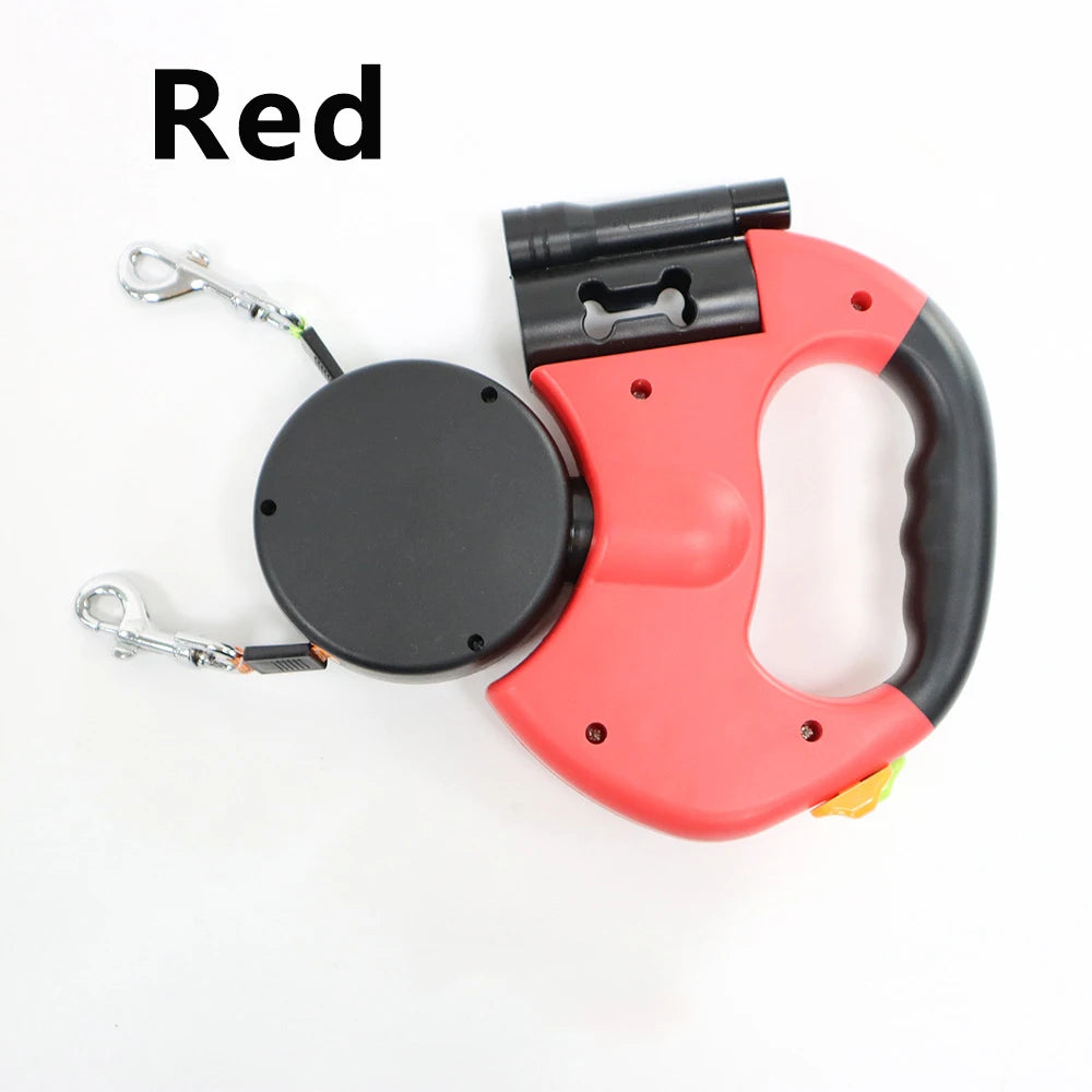 Retractable Dual Dog Leash with LED and 360° Swivel