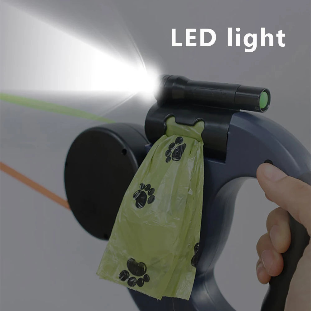 Retractable Dual Dog Leash with LED and 360° Swivel