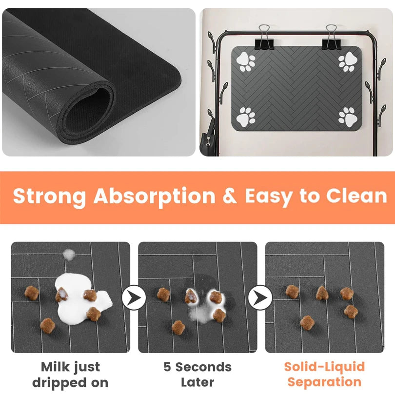 Waterproof Pet Food and Water Placemat with Non-Slip Backing