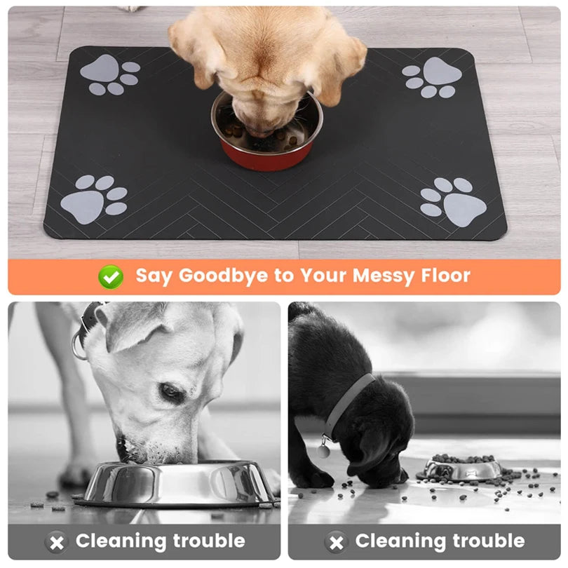 Waterproof Pet Food and Water Placemat with Non-Slip Backing