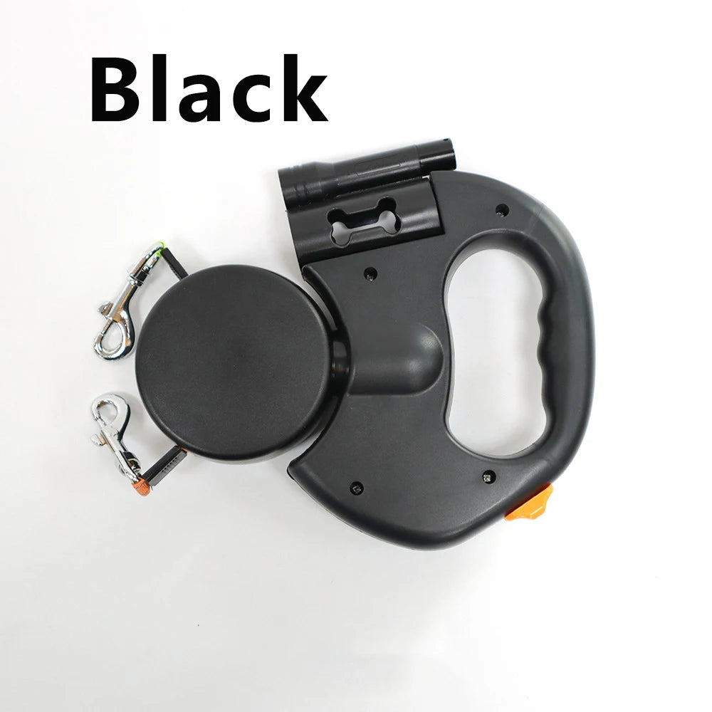Retractable Dual Dog Leash with LED and 360° Swivel