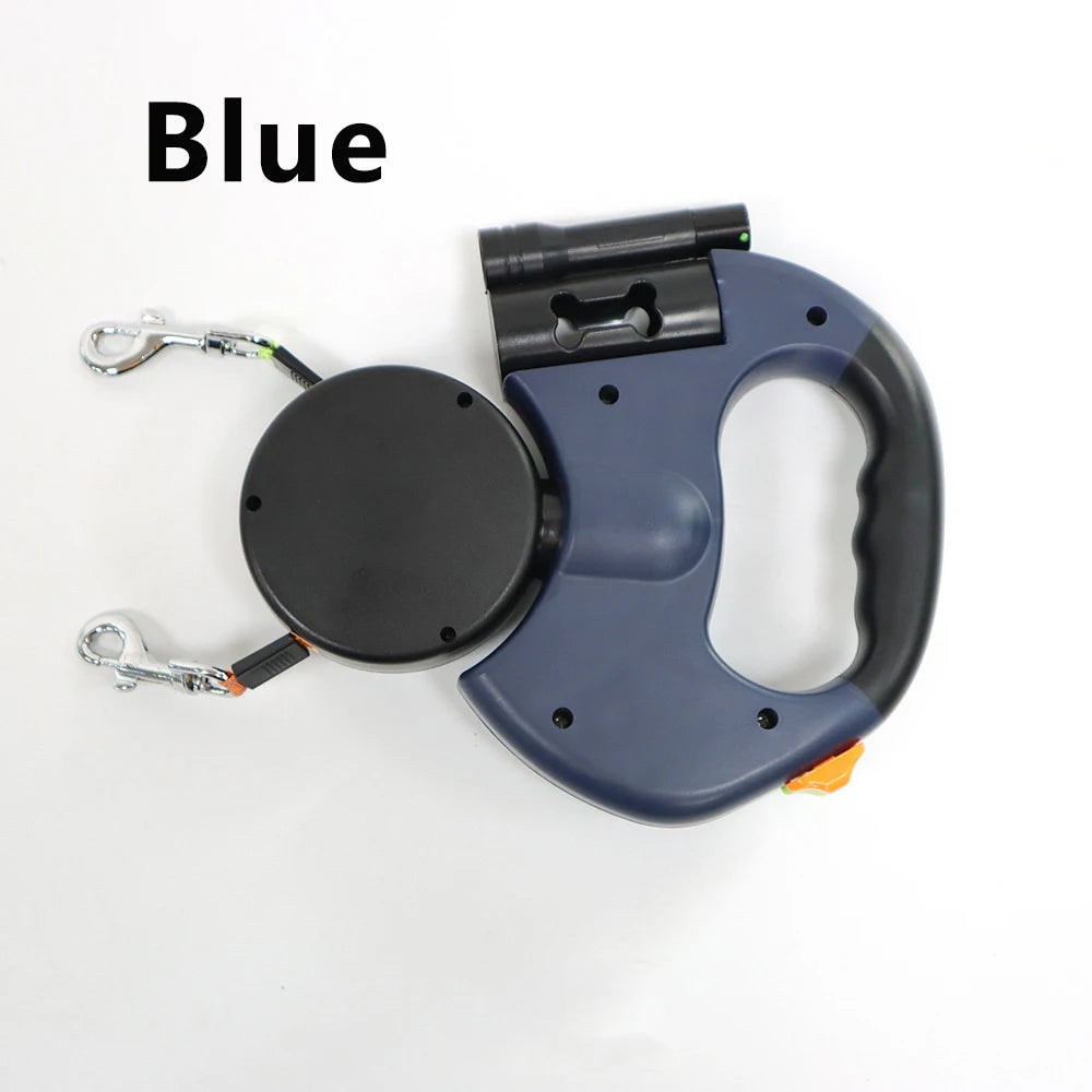 Retractable Dual Dog Leash with LED and 360° Swivel