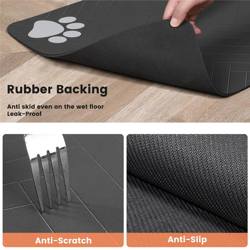 Waterproof Pet Food and Water Placemat with Non-Slip Backing