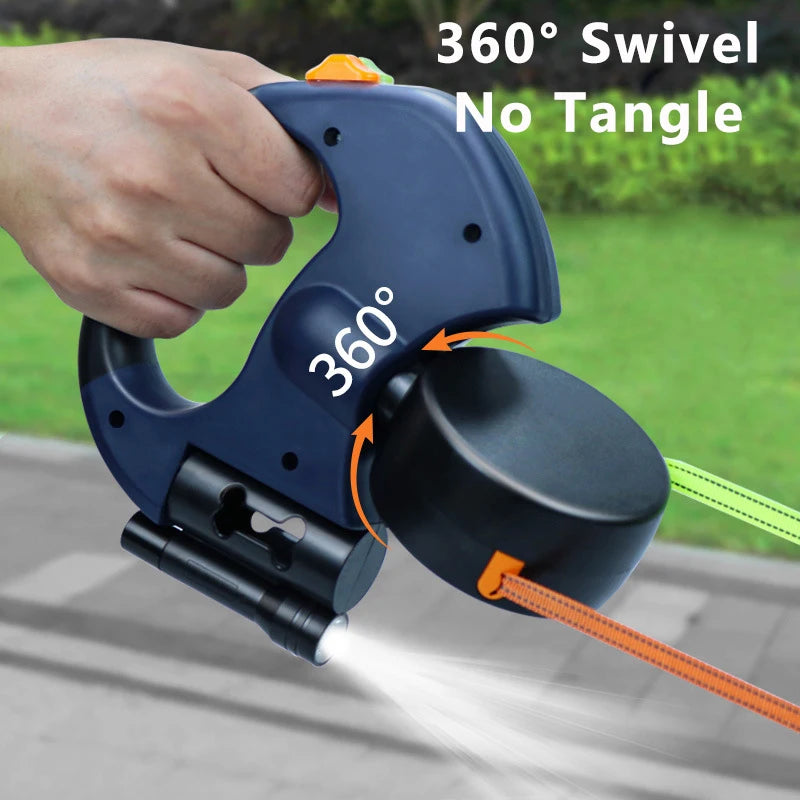 Retractable Dual Dog Leash with LED and 360° Swivel